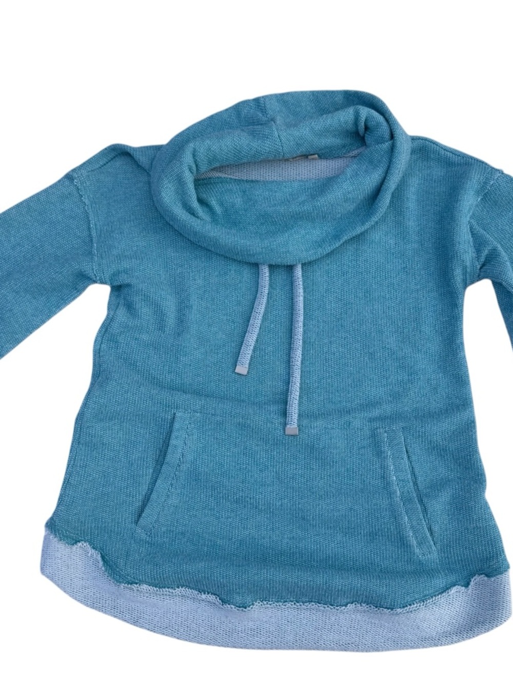Soft Surroundings Teal Blue Cowlneck Sweater with 3/4 length sleeve SZ M